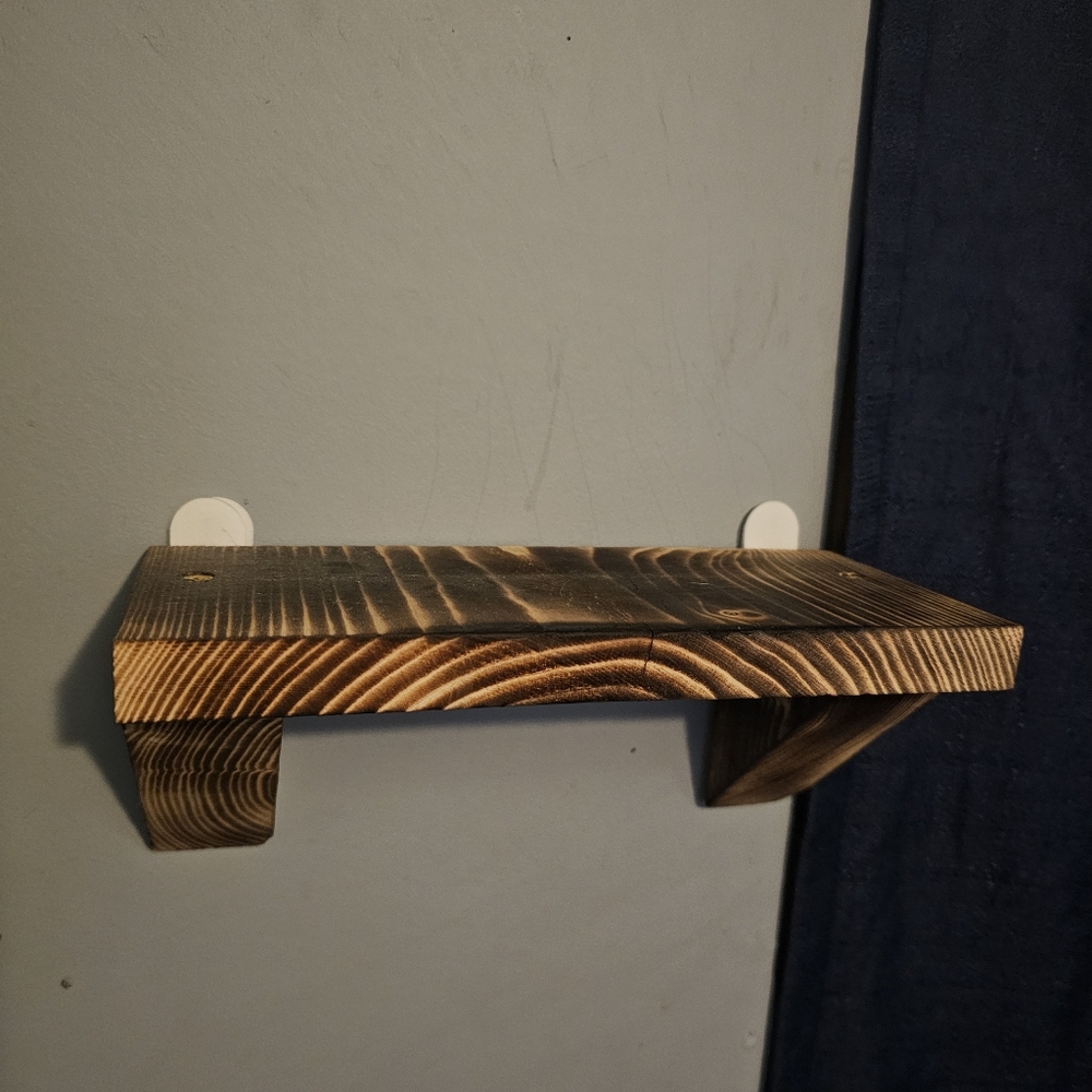 Set Of 2 Rustic Brown Wooden Wall Shelf
